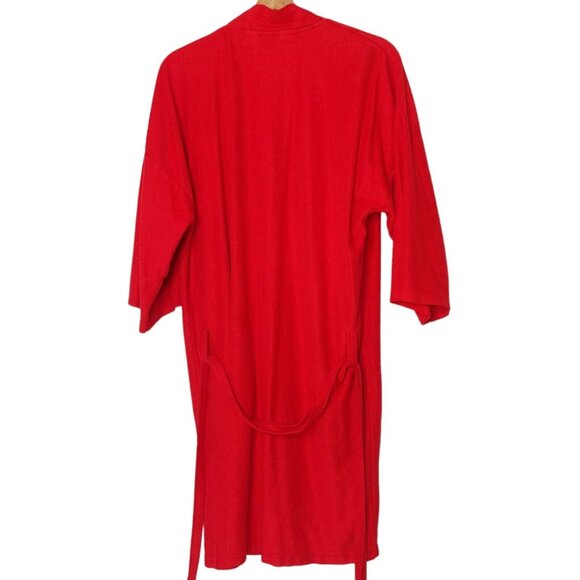 Vintage McGregor Mens OSFA Robe Red Short Belted Pockets Sleepwear Acetate EUC - Picture 4 of 7